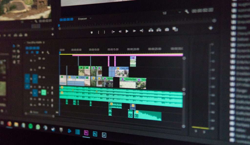 Premiere Pro video editing on monitor