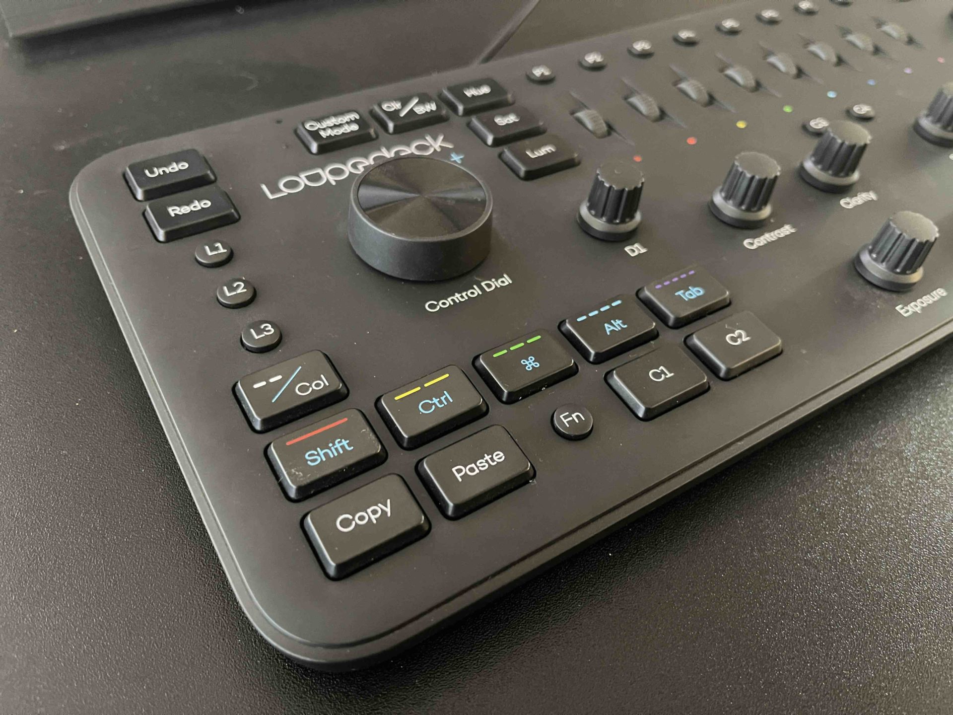 Closeup of Loupedeck+ editing console