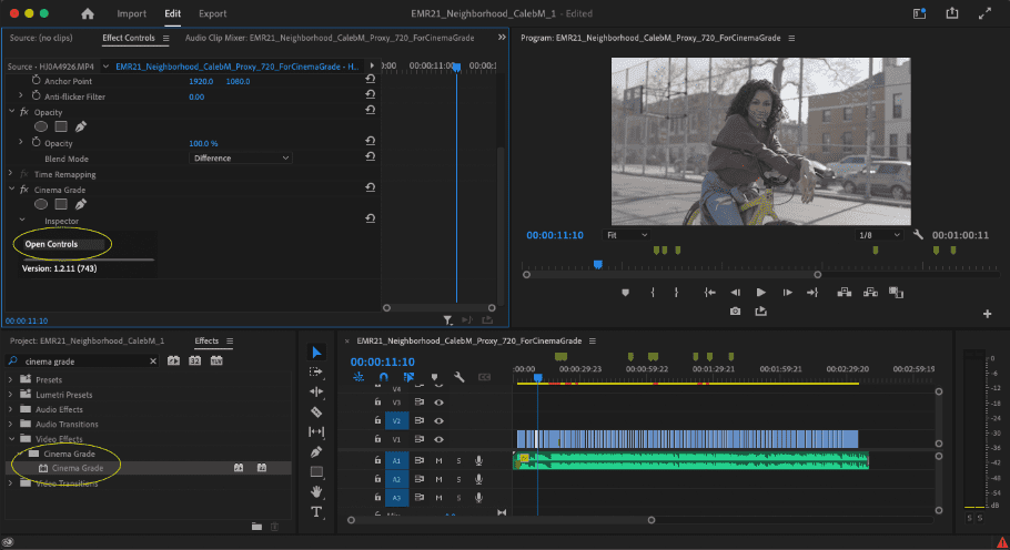 How to use Cinema Grade within Premiere Pro
