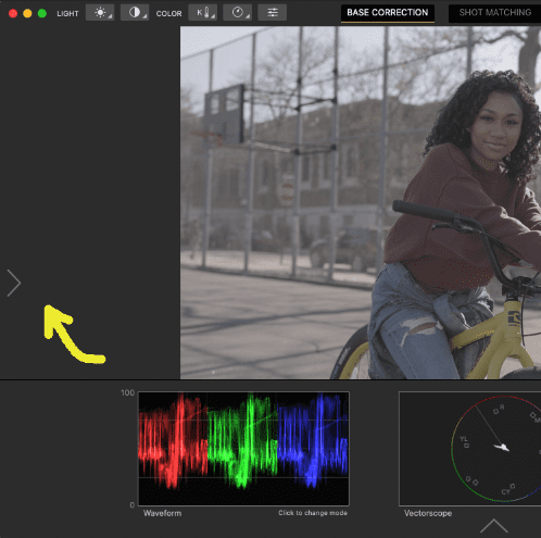 How to bring out the Cinema Grade "Color Management" panel