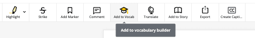 "Add to Vocab" tool in Trint for captioning videos