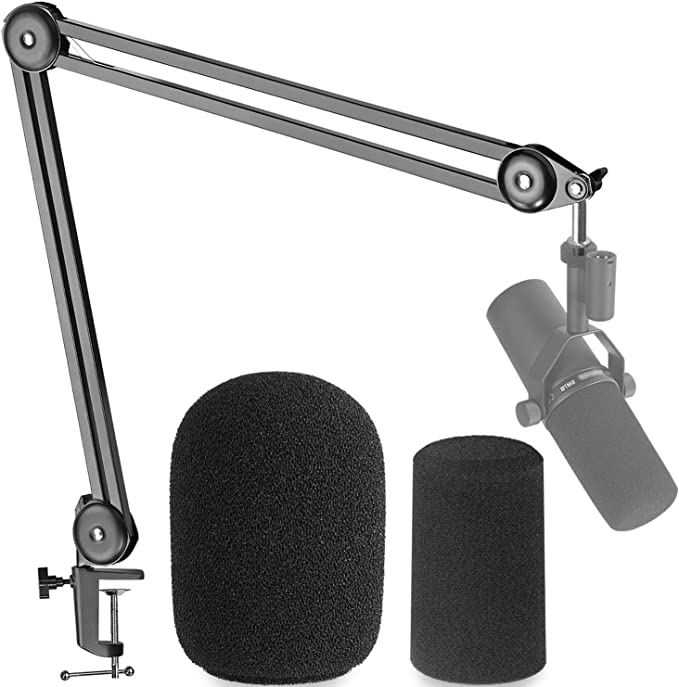 Shure boom arm with pop filter for microphones