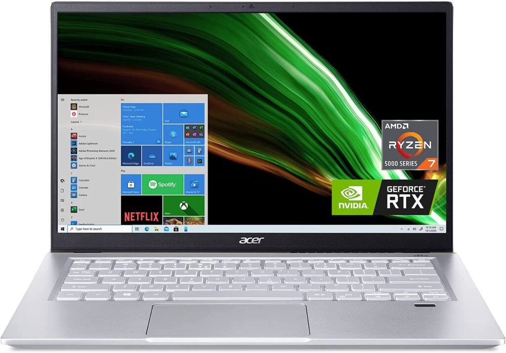 Acer Swift video editing laptop